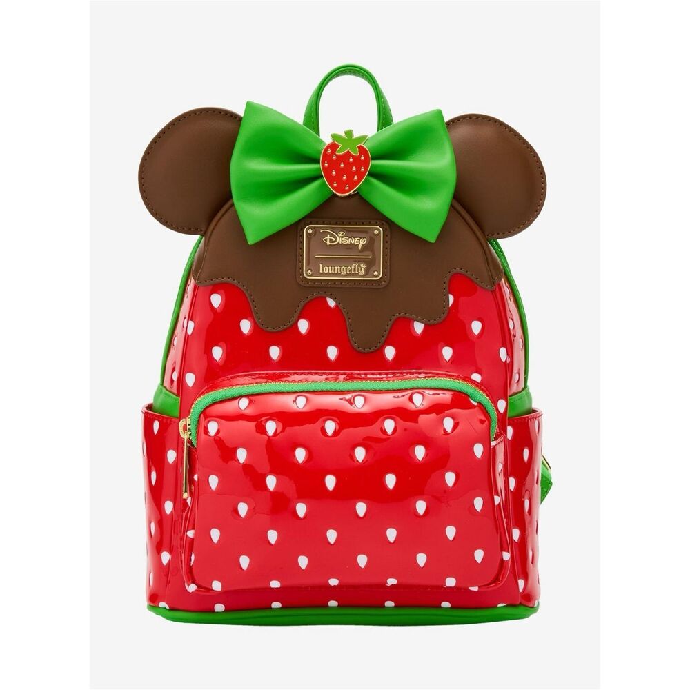 Loungefly Disney Minnie Mouse Chocolate Dipped Strawberry Ears Mini Backpack - Picture 2 of 5